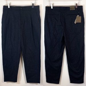 NWT Zara man loose wool blend grey speckled pleated pants size US 32